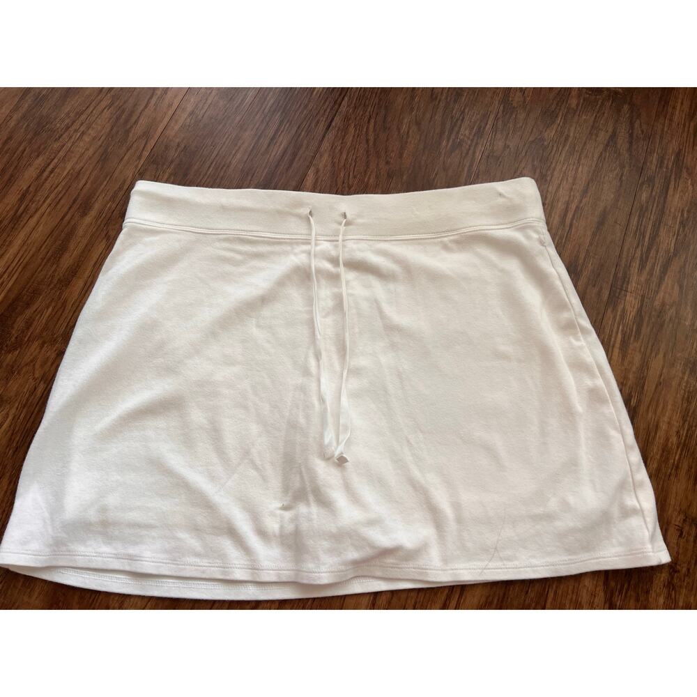 Vintage Lizwear Liz Claiborne White Knit Drawstring Skort Cotton Blend